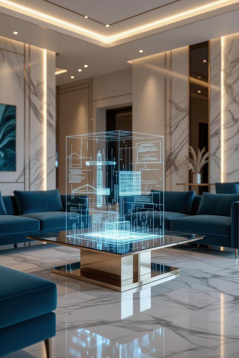 Interior with architectural hologram