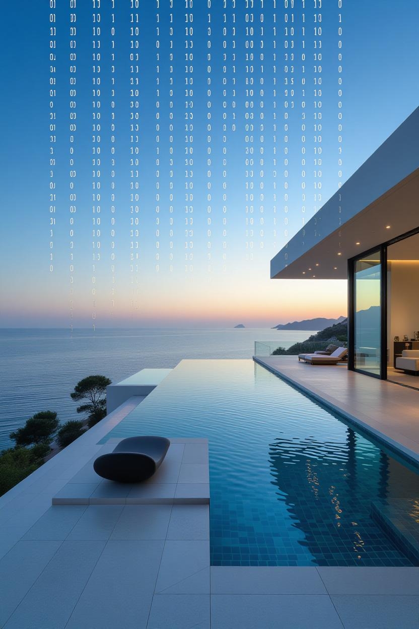 Seaside pool with binary overlay